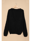 Black Chunky Wide Long Sleeve Knit Cardigan