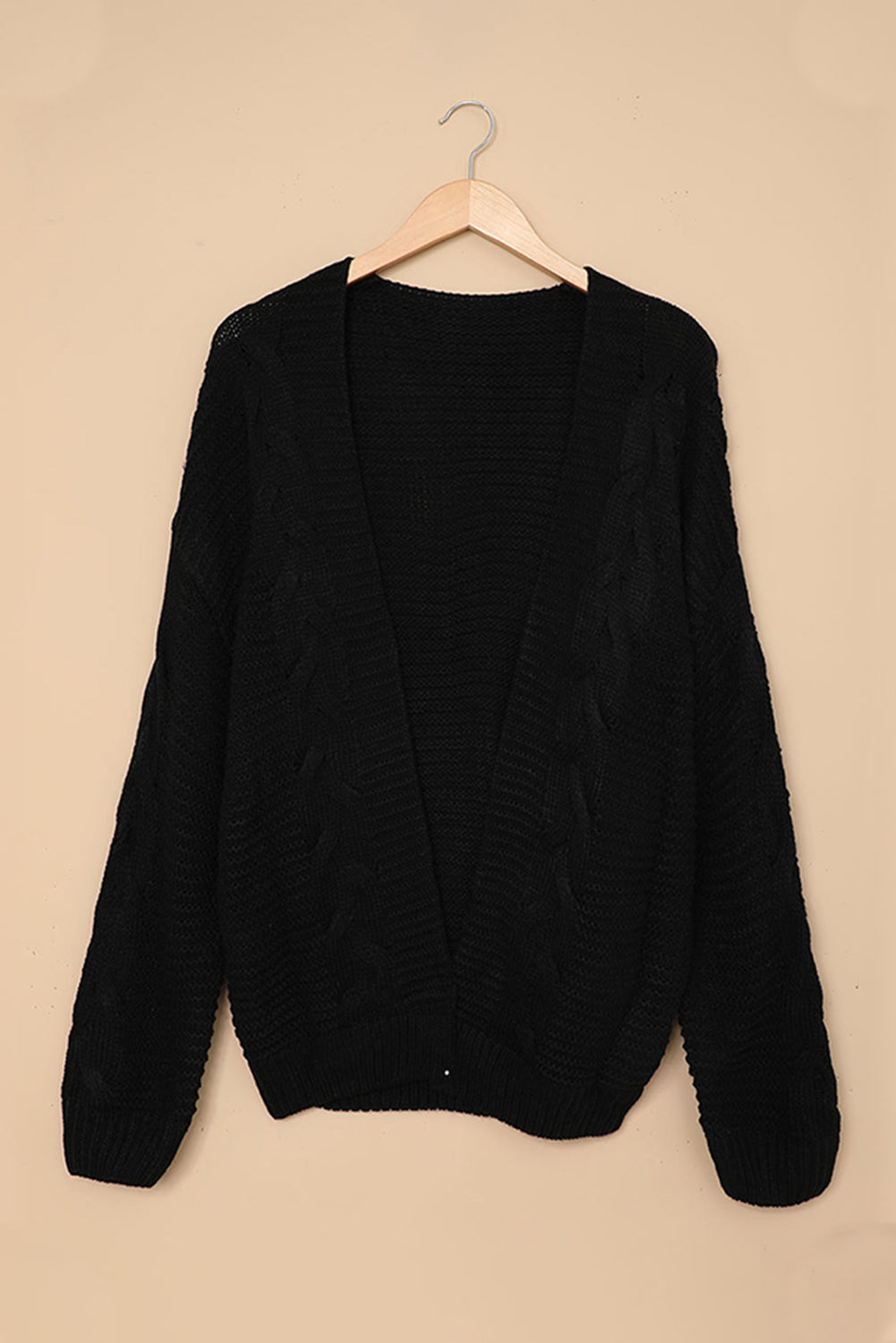 Black Chunky Wide Long Sleeve Knit Cardigan