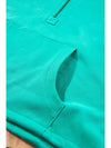 Smoke Green Half Zipper Kangaroo Pockets Drop Shoulder Hoodie