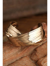 Gold Textured Crossover Metal Cuff Wide Bracelet