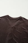 Dark Brown Textured Velvet V Neck Button Mini Dress