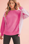 Bonbon Rib Colorblock Patchwork Sweatshirt