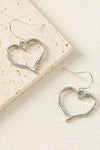 Silvery Heart Shape Hook Drop Earrings