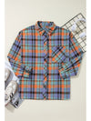 Orange Plus Size Plaid Print Buttoned Shirt