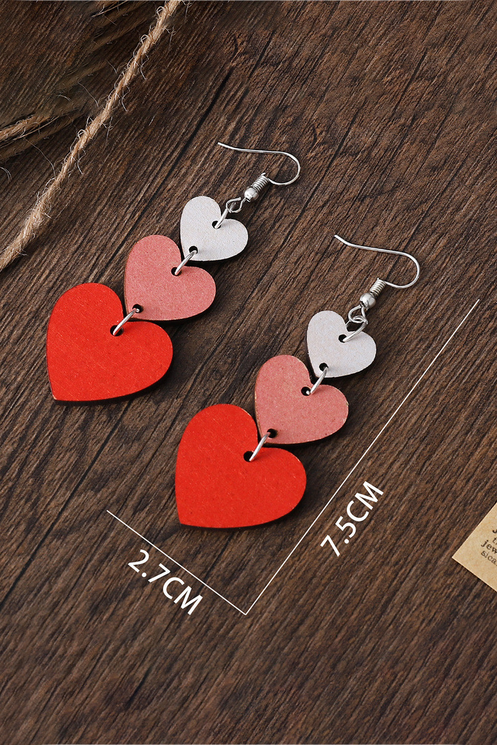 Red Valentines Day Heart Shaped Tiered Dangle Earring