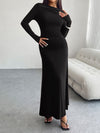 Devine Ruched Long Sleeve Maxi Dress - Cocoa Yacht Club