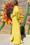 Bright Green Drop Shoulder Crop Pullover Drawstring Wide Leg Pants Set