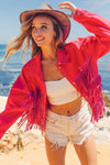 BiBi Rhinestone Fringe with Studed Collar Jacket