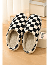 Black Checkered Fuzzy Winter Slippers