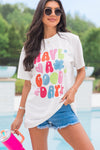 White HAVE A GOOD DAY Print Graphic Casual Tee