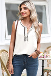 Mist Green Stitching Seam Henley Tank Top