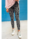 Grey Leopard Print Casual High Waist Leggings