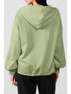 Smoke Green Half Zipper Kangaroo Pockets Drop Shoulder Hoodie