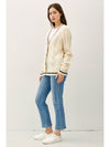 Be Cool Contrast Trim Cable-Knit V-Neck Cardigan