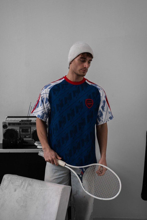 Arsenal Retro Raglan Sleeve Graphic Tee – Vintage Color Block Sports T-Shirt