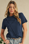Medium Grey Solid Color Round Neck T Shirt