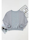 Light Grey Waffle Patchwork Long Sleeve Pullover Top