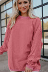 Light Grey Drop Shoulder Crinkle Rib Oversized Sweatshirt