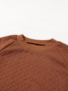 Beige Solid Color Textured Raglan Sleeve Pullover Sweatshirt