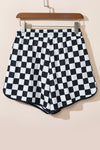 Rose Checkered Drawstring Elastic Waist Casual Shorts