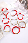 Fiery Red GAME DAY Football Halmet Beaded Bracelet Set