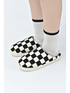 Black Checkered Fuzzy Winter Slippers