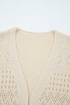 Smoke Gray Solid Color Hollow Knit Cardigan