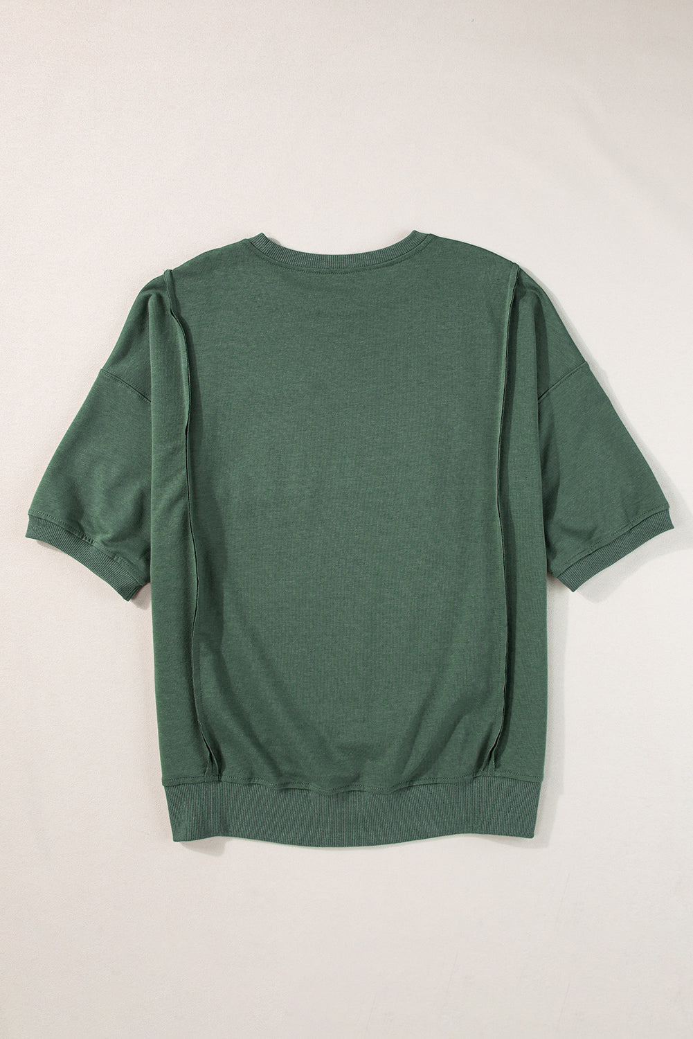 Laurel Green Exposed Seam Pocket Side Split Loose T Shirt