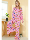 Pink Cheetah Print Shirt and Wide Leg Pants Pajama Set