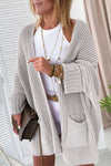 Black Batwing Sleeve Pocket Oversized Cable Knit Cardigan