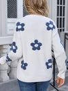 Angel Wings Flower Round Neck Long Sleeve Sweater - Cocoa Yacht Club