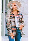 Brown Plaid Button Up Long Sleeve Flannel Shacket