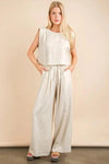 VERY J Solid Woven Top & Pants Set