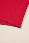 Fiery Red Plus Size Shirred Cuff Dolman Oversized Tunic Blouse