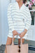 White Striped Zip Collar Pullover and Shorts Set
