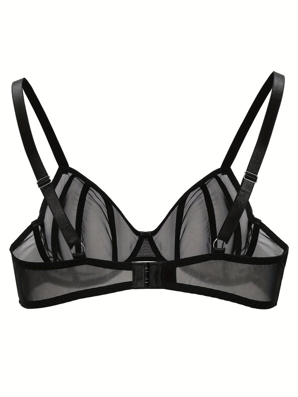 Alluring Striped See Through Mesh