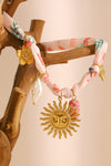 Peach Blossom Flower Sun Pearl Pendant Scarf Necklace