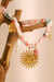 Peach Blossom Flower Sun Pearl Pendant Scarf Necklace
