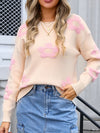 Angel Wings Flower Round Neck Long Sleeve Sweater - Cocoa Yacht Club