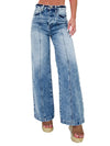 Dusk Blue Central Seamed Wide Leg High Waist Jeans