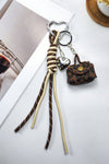 Cinnamon Leopard Tiny Bag Pendant Rope Keychain