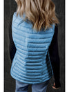 Sky Blue Plush Collared Quilted Zipped Puffer Vest