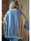 Sky Blue Colorblock Exposed Seam Patchwork Oversized Sweatshirt