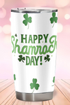 Green St Patricks Day Shamrock Thermos Cup