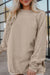 Smoke Gray Plain Drop Sleeve Crinkle Rib Oversized Sweatshirt