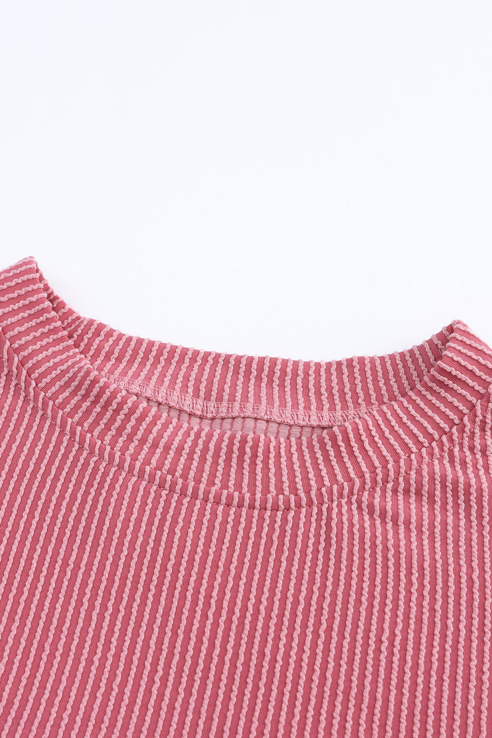 Red Color Block Ribbed Loose Long Sleeve Top