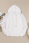 Drawstring Openwork Long Sleeve Hoodie - Cocoa Yacht Club