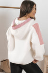 White Patchwork Half Zip Oversized Sherpa Hoodie