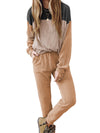 Brown Colorblock Corded Slouchy Top and Pants Set