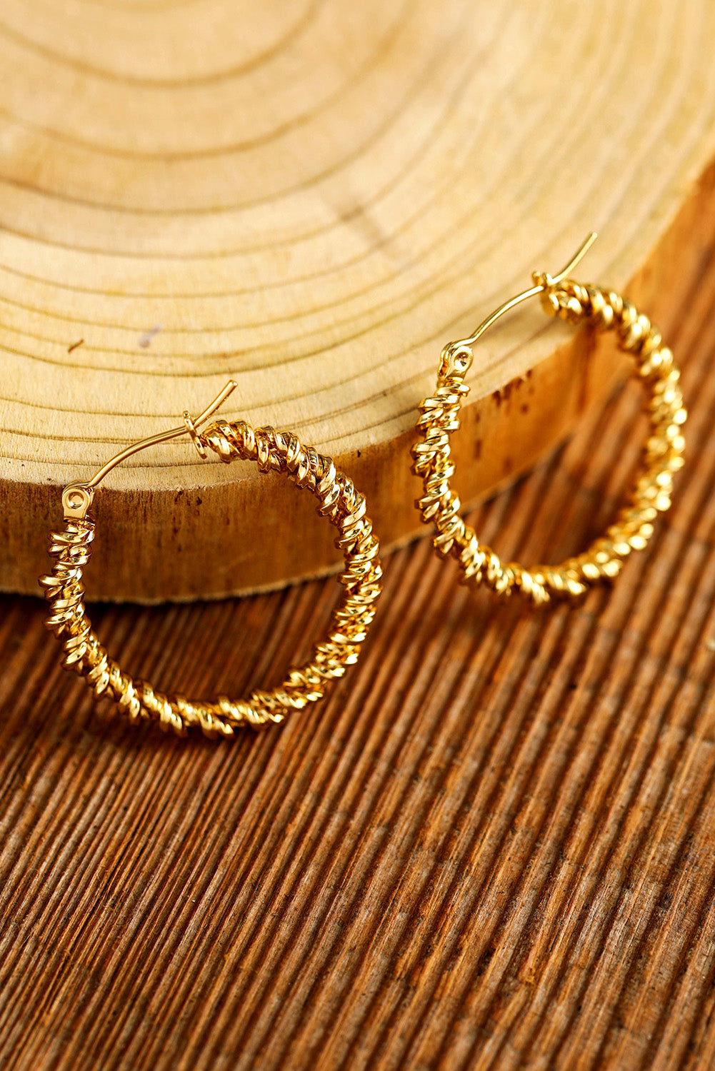 Gold Vintage Textured Hoop Earrings